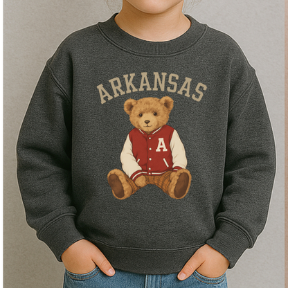 Arkansas Teddy Bear Letterman Toddler Graphic Sweatshirt