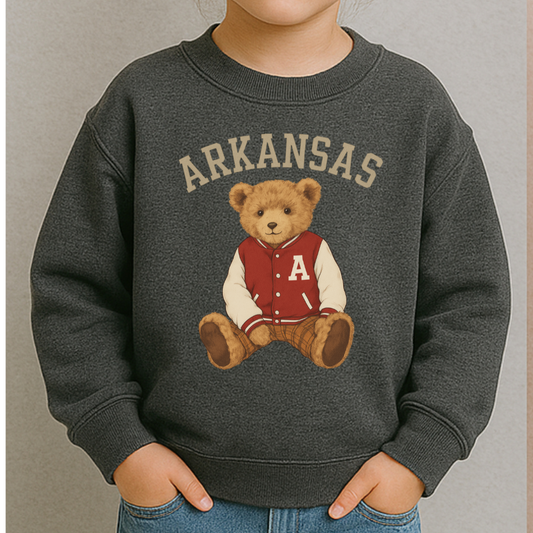 Arkansas Teddy Bear Letterman Toddler Graphic Sweatshirt
