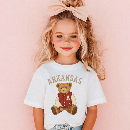 Arkansas Teddy Bear Letterman Youth Graphic Tee