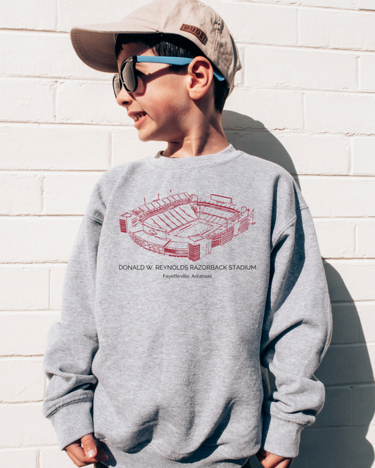Donald W. Reynolds Razorback Stadium Youth Crewneck Pullover