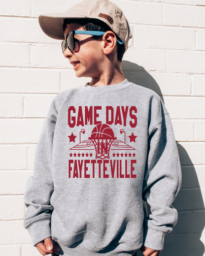 Game Days in Fayetteville Razorback Youth Crewneck Pullover