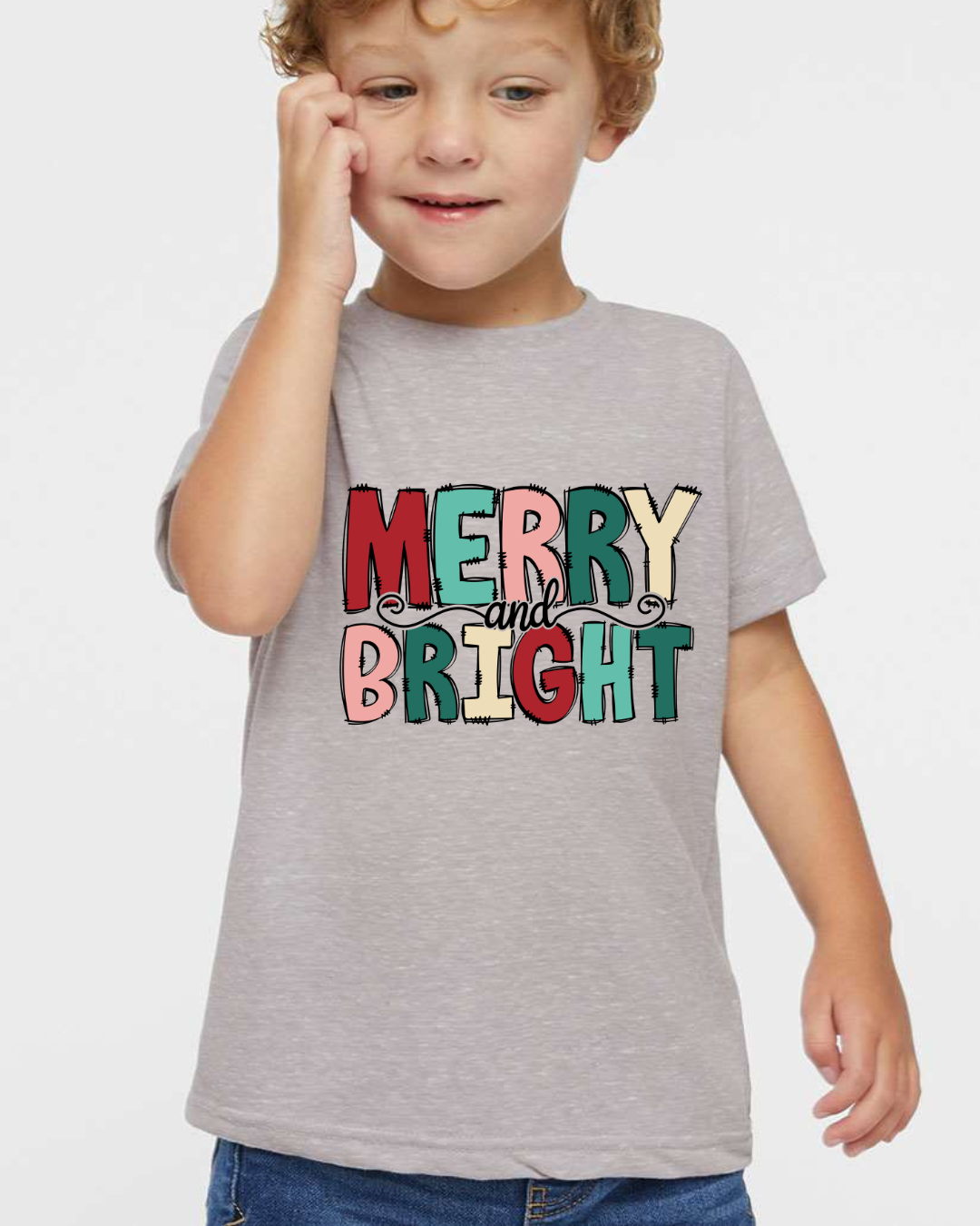 Merry & Bright Colorful Christmas Youth Tee