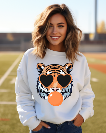 Auburn Tiger Blowing Bubble Adult Graphic Crewneck Pullover