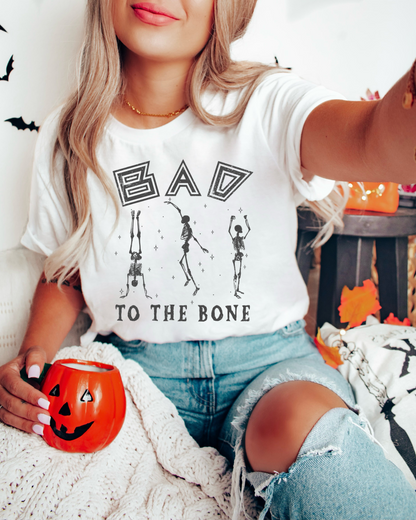 Bad To The Bone Spooky Adult Graphic T-Shirt