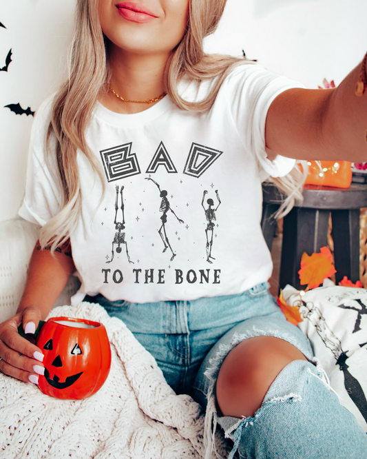 Bad To The Bone Spooky Adult Graphic T-Shirt
