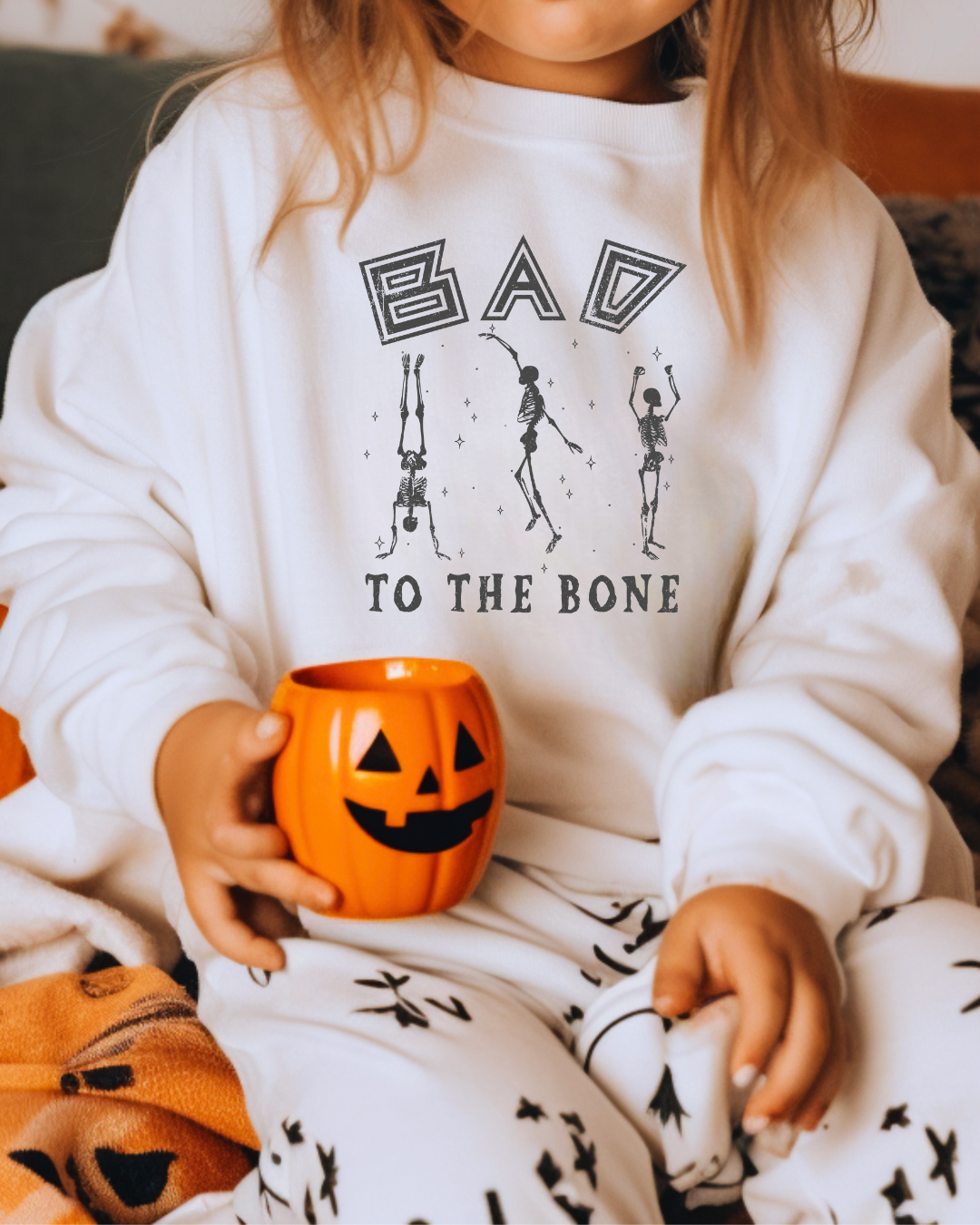 Bad To The Bone Spooky Youth Graphic Sweatshirt
