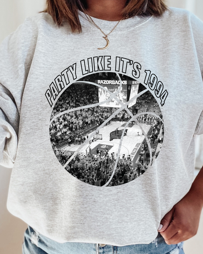 Basketball Party Like It's 1994 Arkansas Adult Graphic Crewneck Pullover