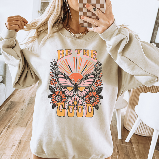 Be The Good Butterfly Adult Graphic Crewneck Pullover