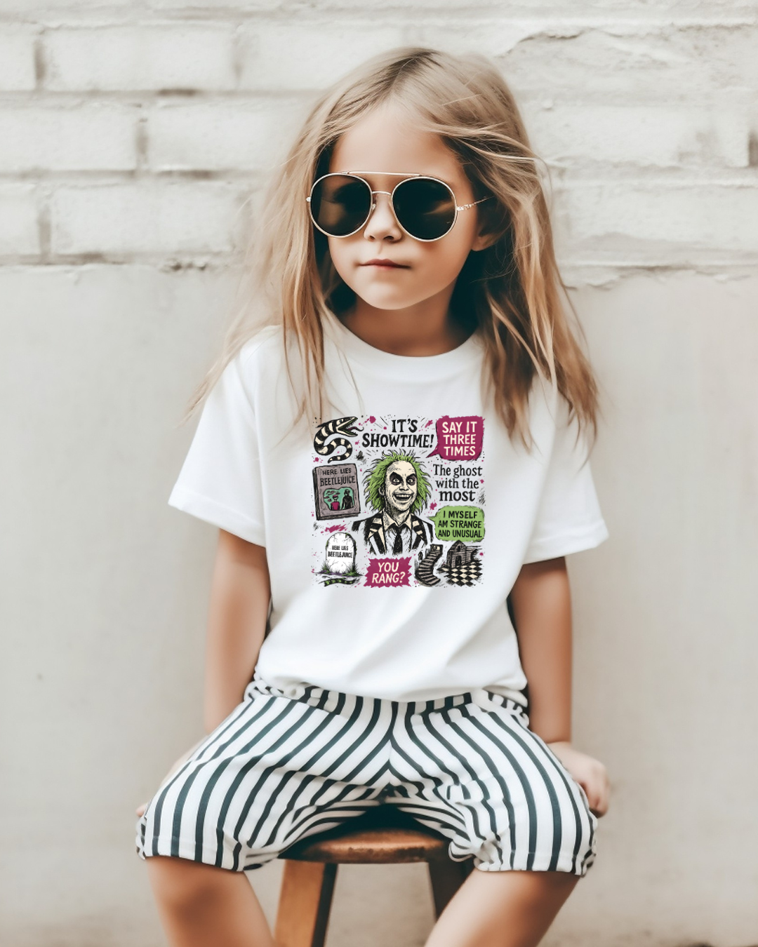 Beetle Juice Collage Youth Graphic Tee