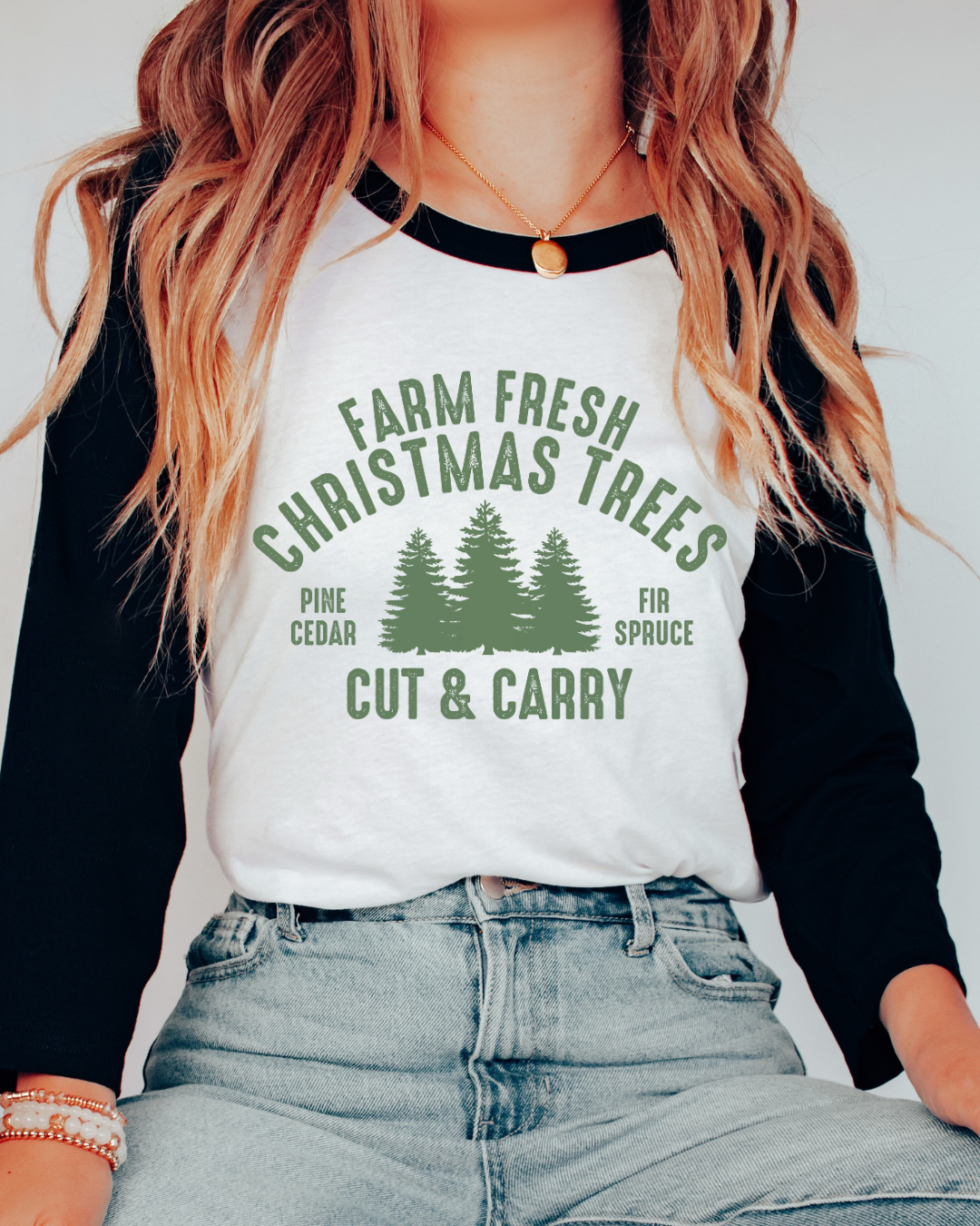 Farm Fresh Christmas Tree's Three Quarter Sleeve Toddler Tee