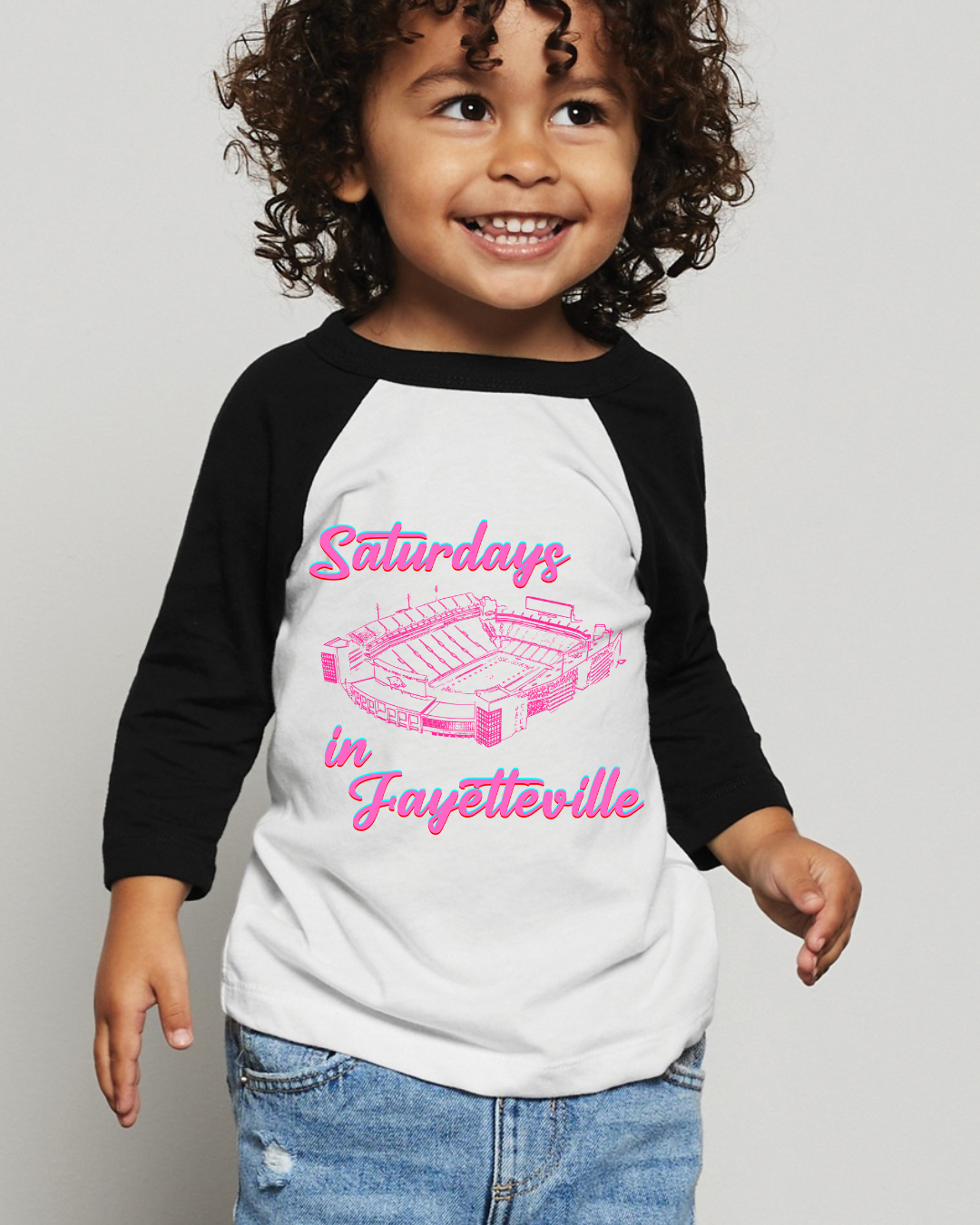 Saturdays in Fayetteville Three Quarter Sleeve Toddler Tee
