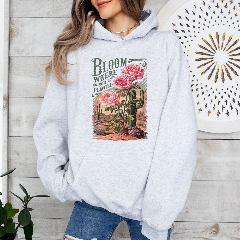 Bloom Where You Are Planted Spring Adult Graphic Hoodie