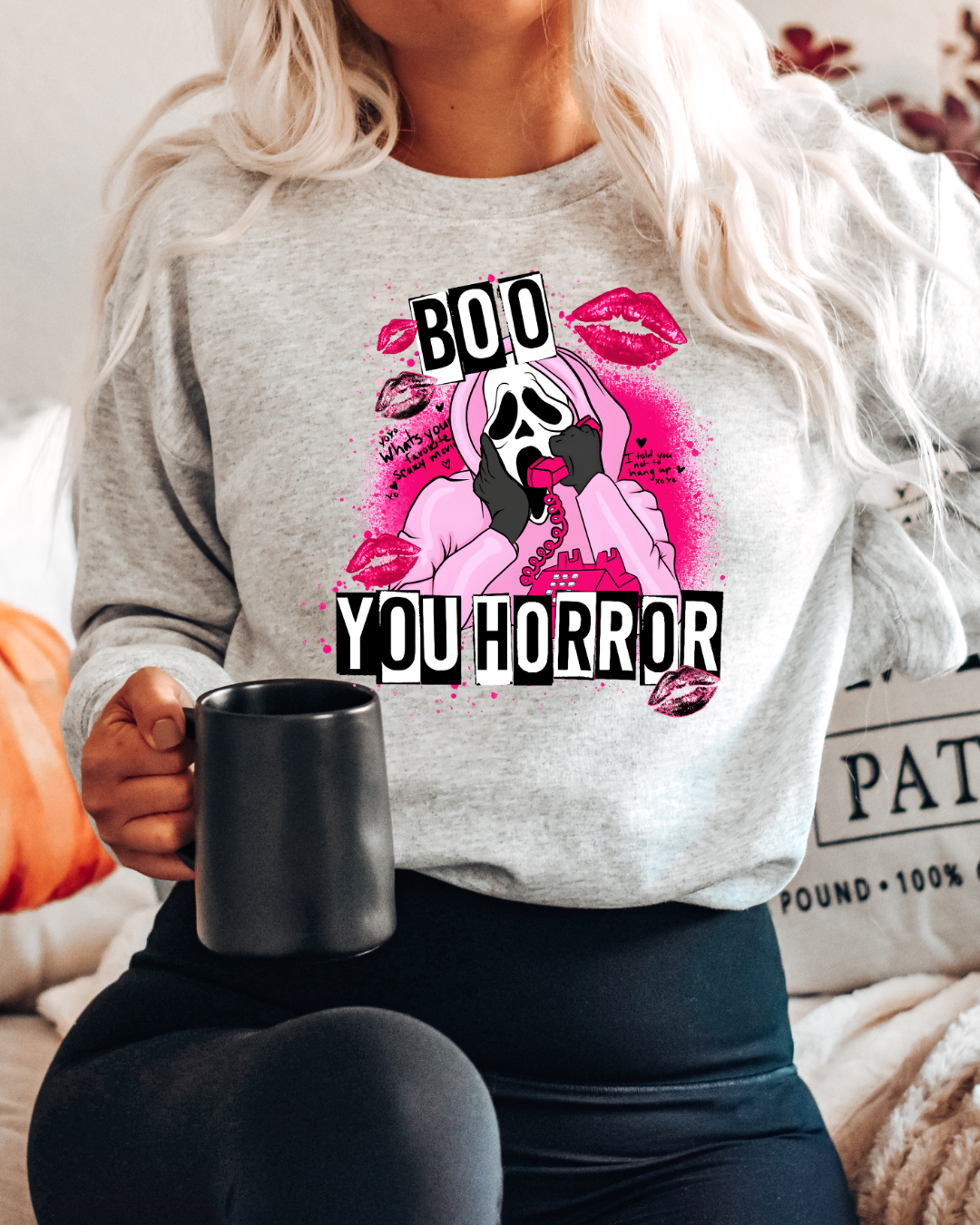 Boo You Horror Spooky Adult Graphic Crewneck Pullover
