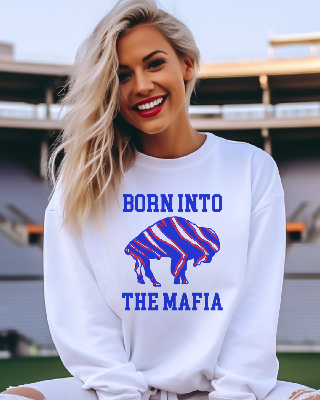 Born Into The Mafia Bills Adult Graphic Crewneck Pullover