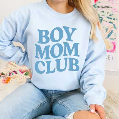 Boy Mom Club Adult Graphic Crewneck Pullover