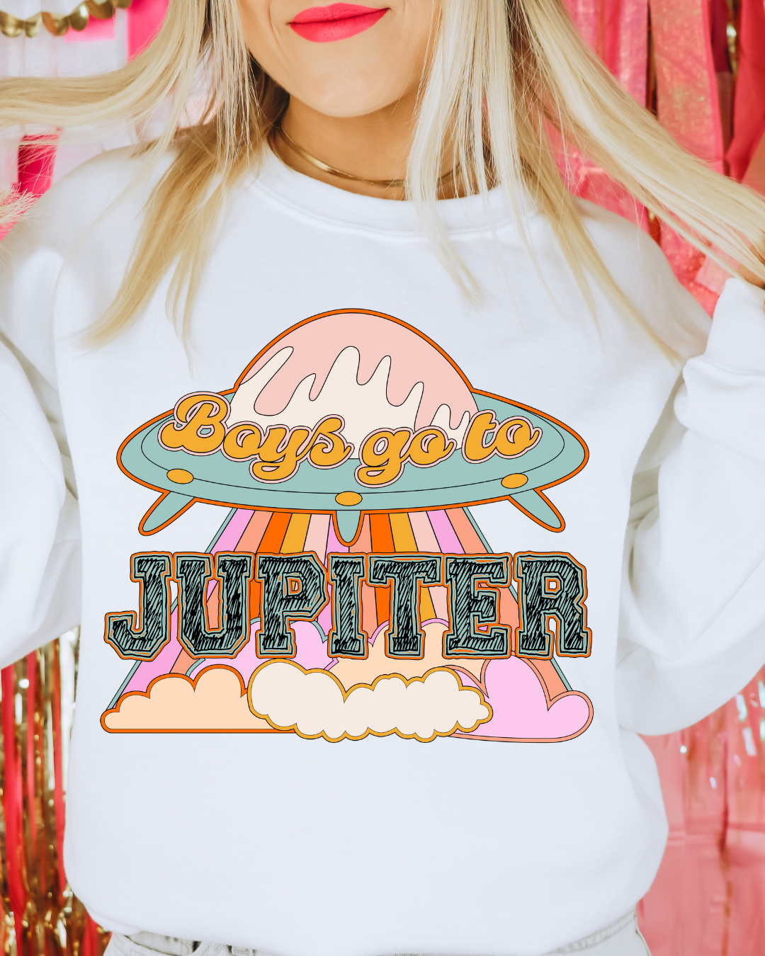 Boys Go To Jupiter Valentines Adult Graphic Crewneck Pullover