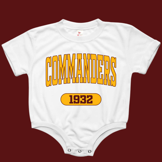 Commanders Varsity Gold Baby Bubble Romper