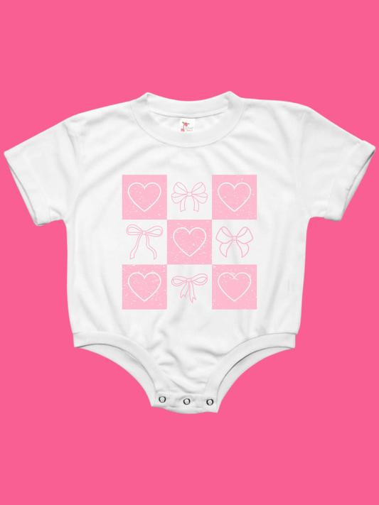 Retro Valentines Coquette Baby Bubble Romper