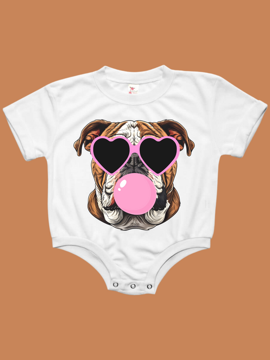 Bulldog Pink Bubble Georgia Baby Bubble Tee Shirt Romper