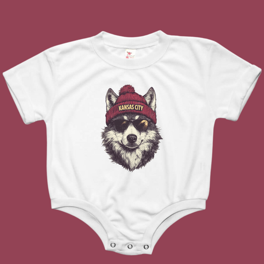 Kansas City Chiefs Wolf Beanie Baby Bubble Romper
