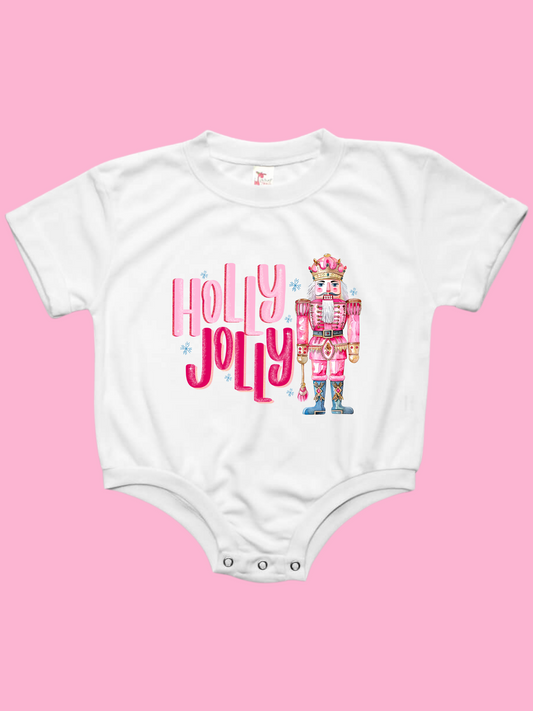 Holly Jolly Nutcracker Christmas Baby Bubble Romper
