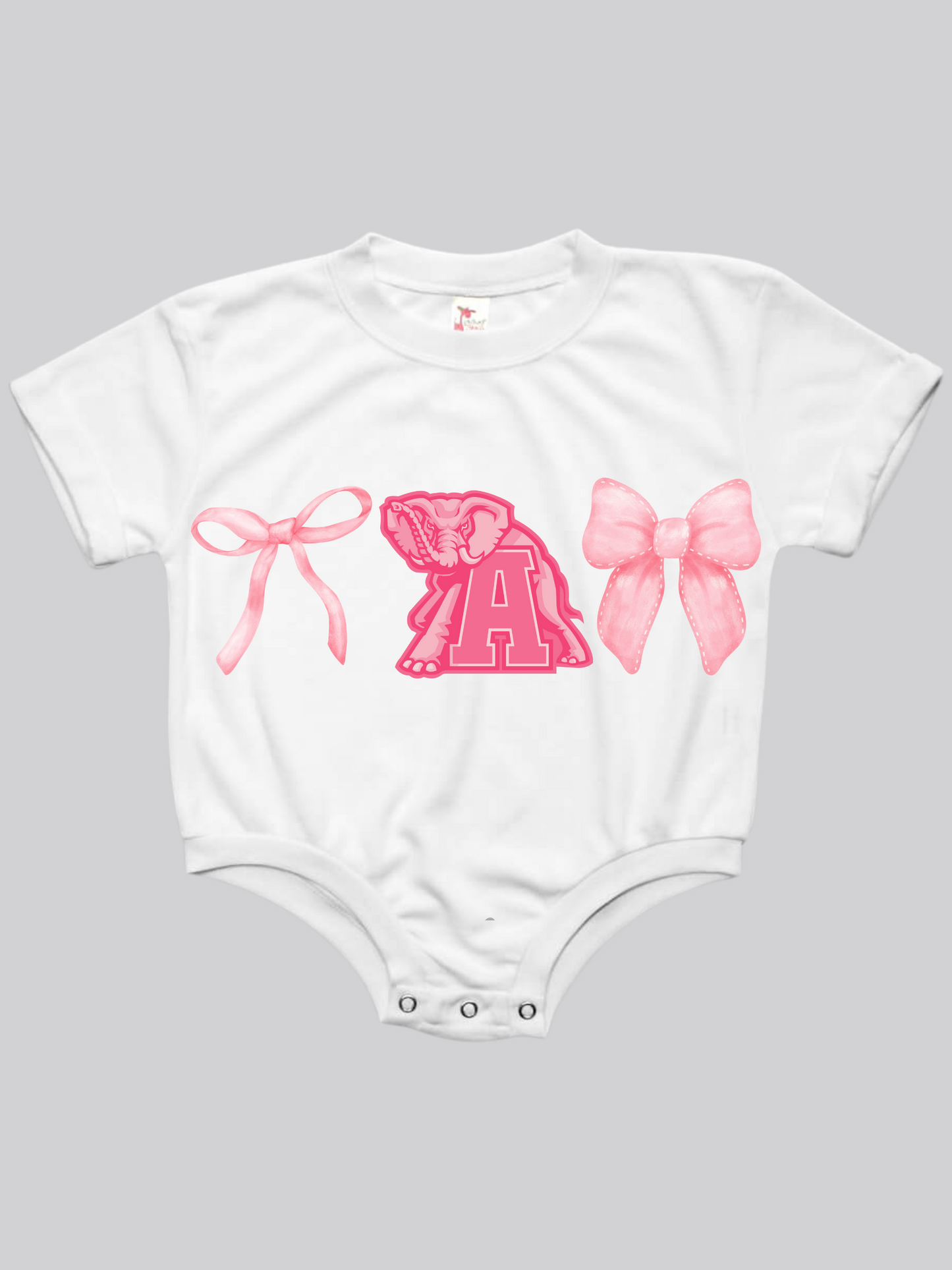 Pink Alabama Bows Baby Bubble Tee Shirt Romper