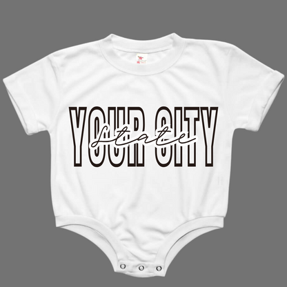 CUSTOM City and State Baby Bubble Romper