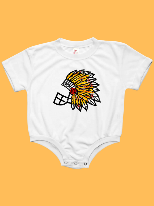 Kansas City Chiefs Headdress Helmet Baby Bubble Romper