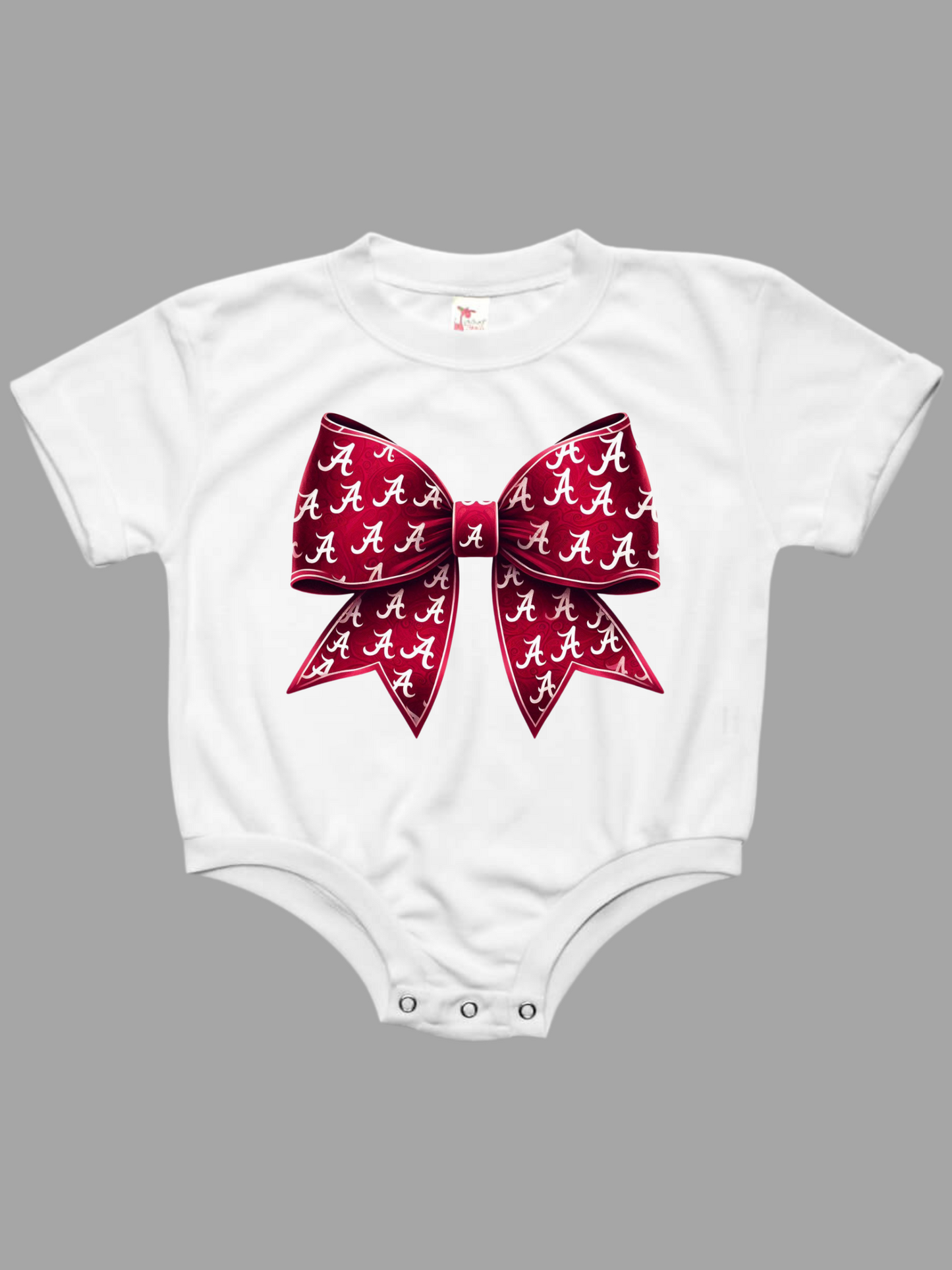 Alabama A Croquette Bow Baby Bubble Tee Shirt Romper