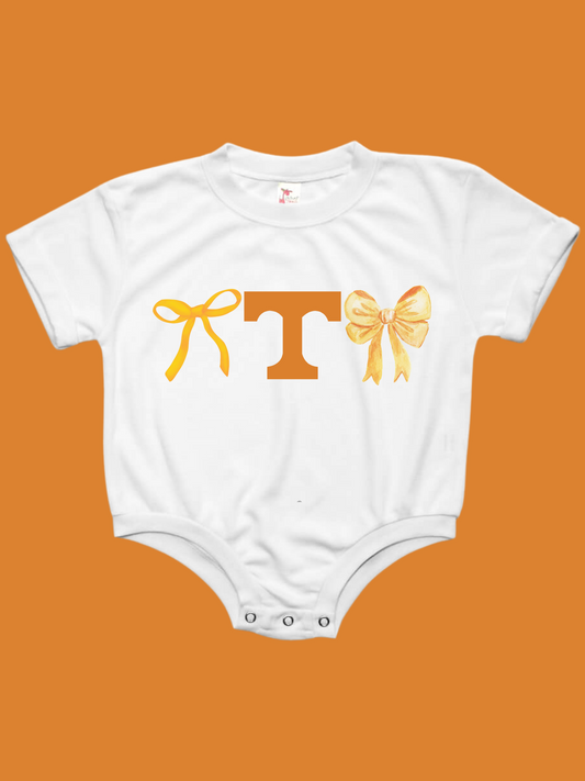 Tennessee Vols Bows Baby Bubble Tee Shirt Romper