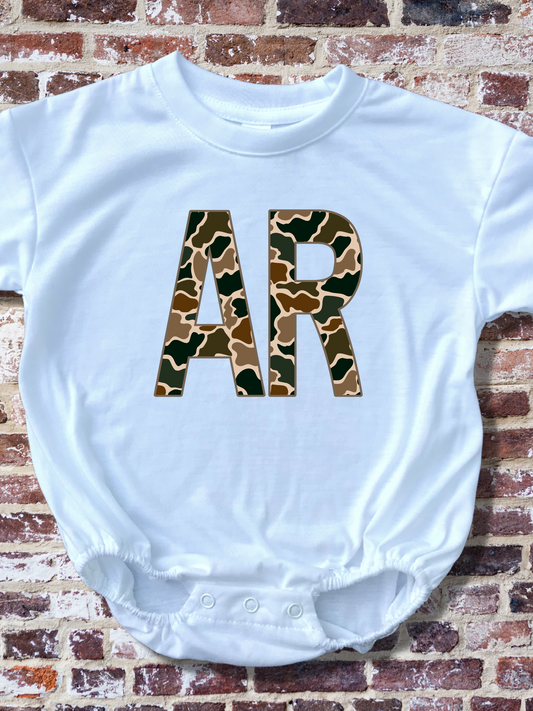 Camo AR Arkansas part 2 Baby Bubble Romper