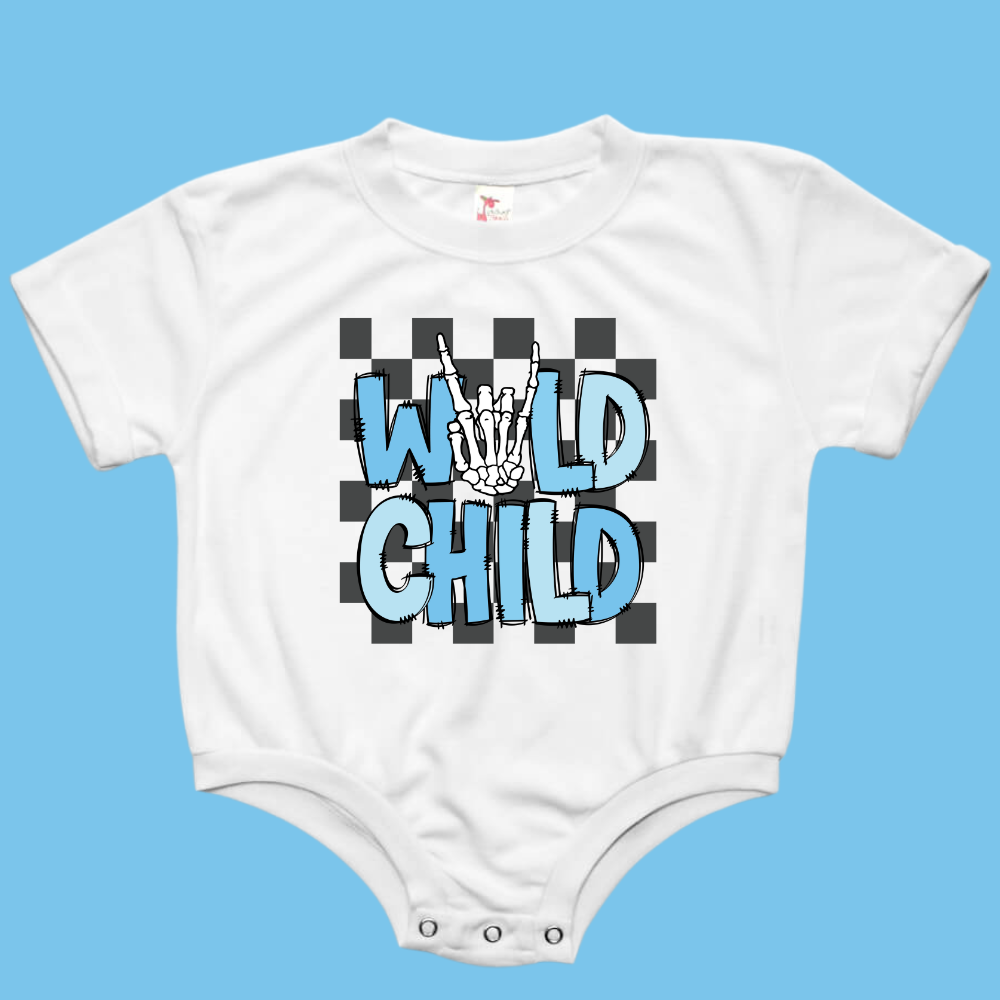 Wild Child Checkered Baby Bubble Romper