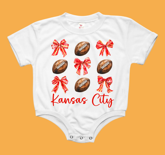 Coquette Kansas City Football Chiefs Baby Bubble Tee Shirt Romper