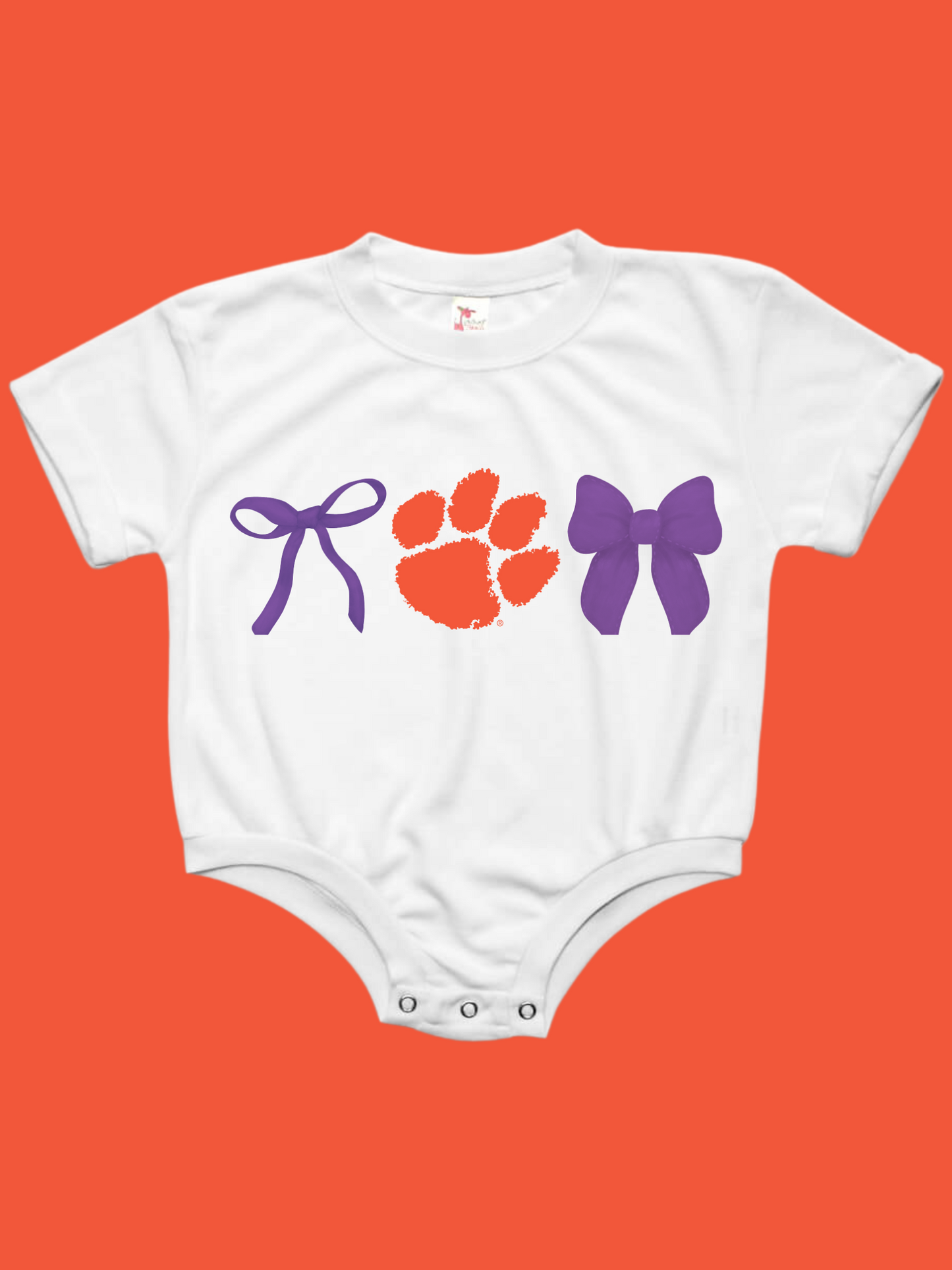 Clemson Tigers Bows PURPLE Baby Bubble Tee Shirt Romper (PURPLE)