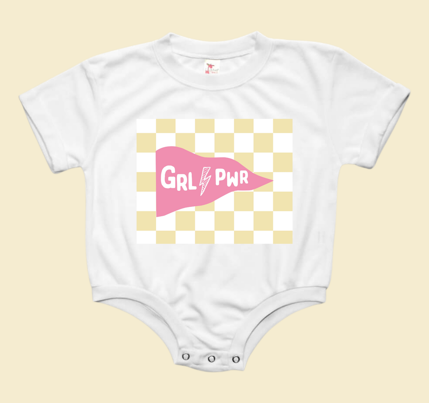 Girl Power Flag Baby Bubble Tee Shirt Romper