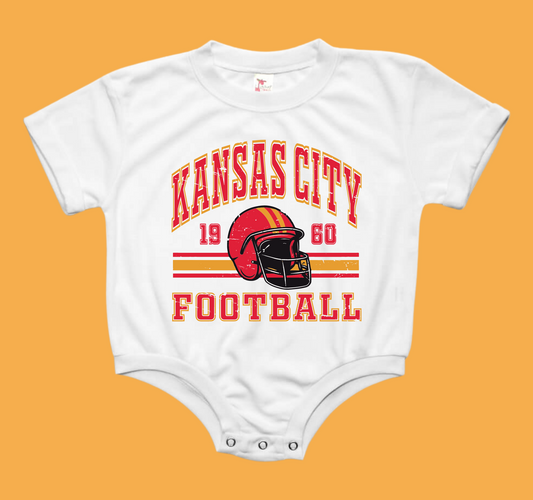Retro Kansas City Football Chiefs Baby Bubble Tee Shirt Romper
