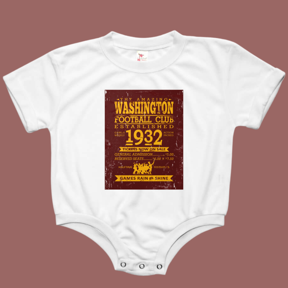 Washington Football Club Ticket Baby Bubble Romper