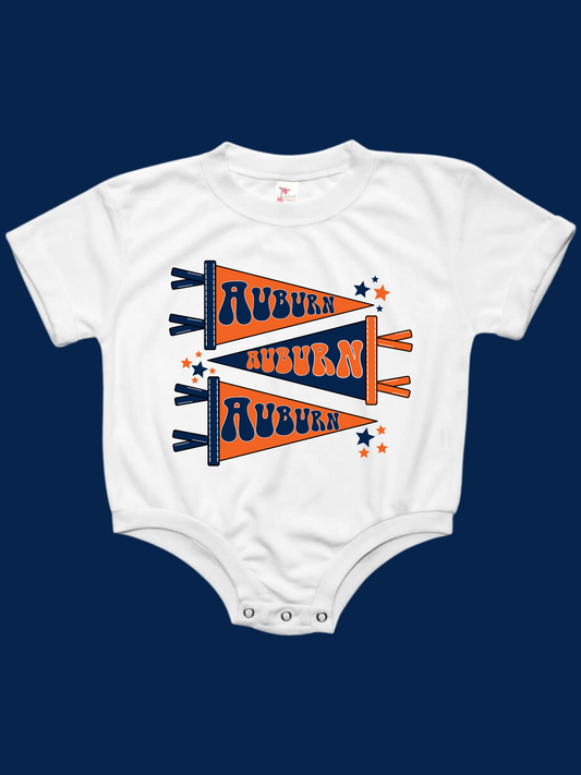 Auburn Pennants Baby Bubble Tee Shirt Romper