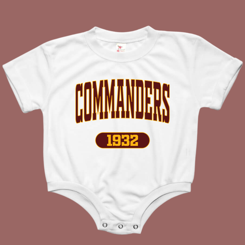 Commanders Varsity Maroon Baby Bubble Romper