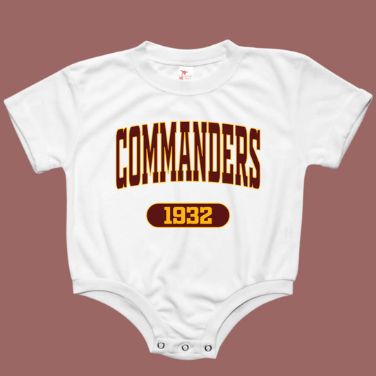Commanders Varsity Maroon Baby Bubble Romper