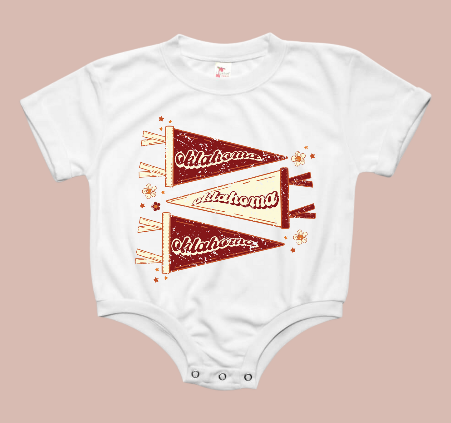 Oklahoma Pennants Baby Bubble Tee Shirt Romper