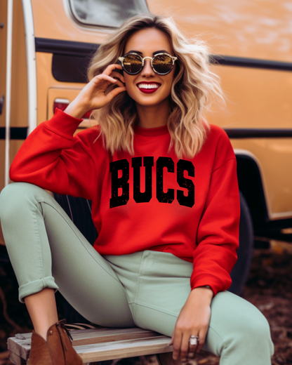Bucs Varsity Distressed Adult Graphic Crewneck Pullover