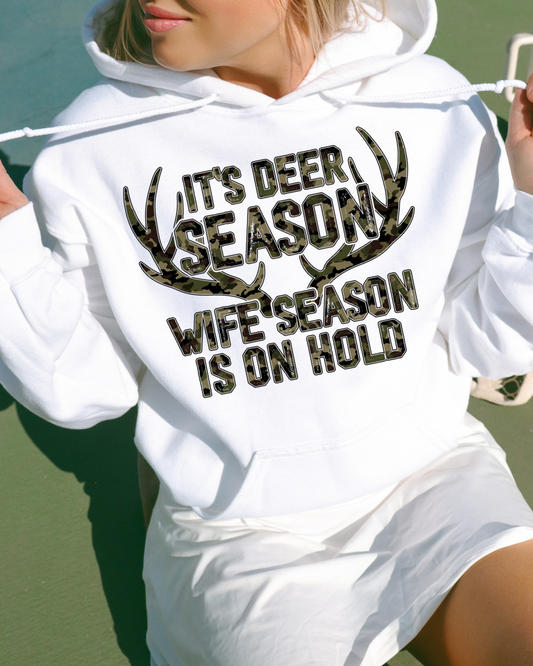 Camo Deer Season Wife Season Adult Graphic Hoodie