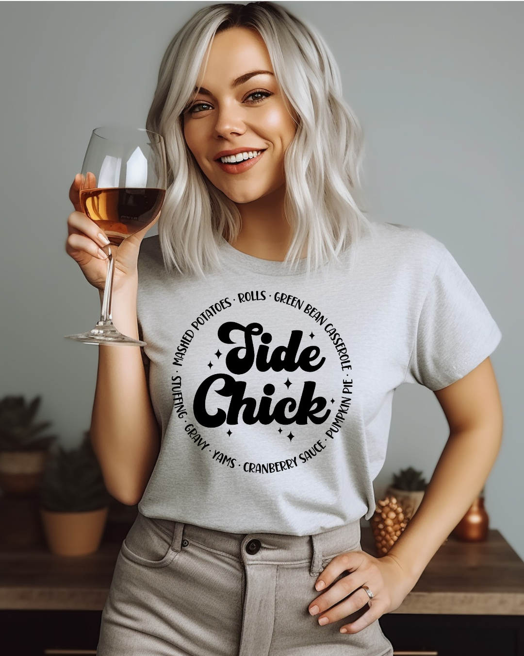 Side Chick Thanksgiving Adult Tee (Black)