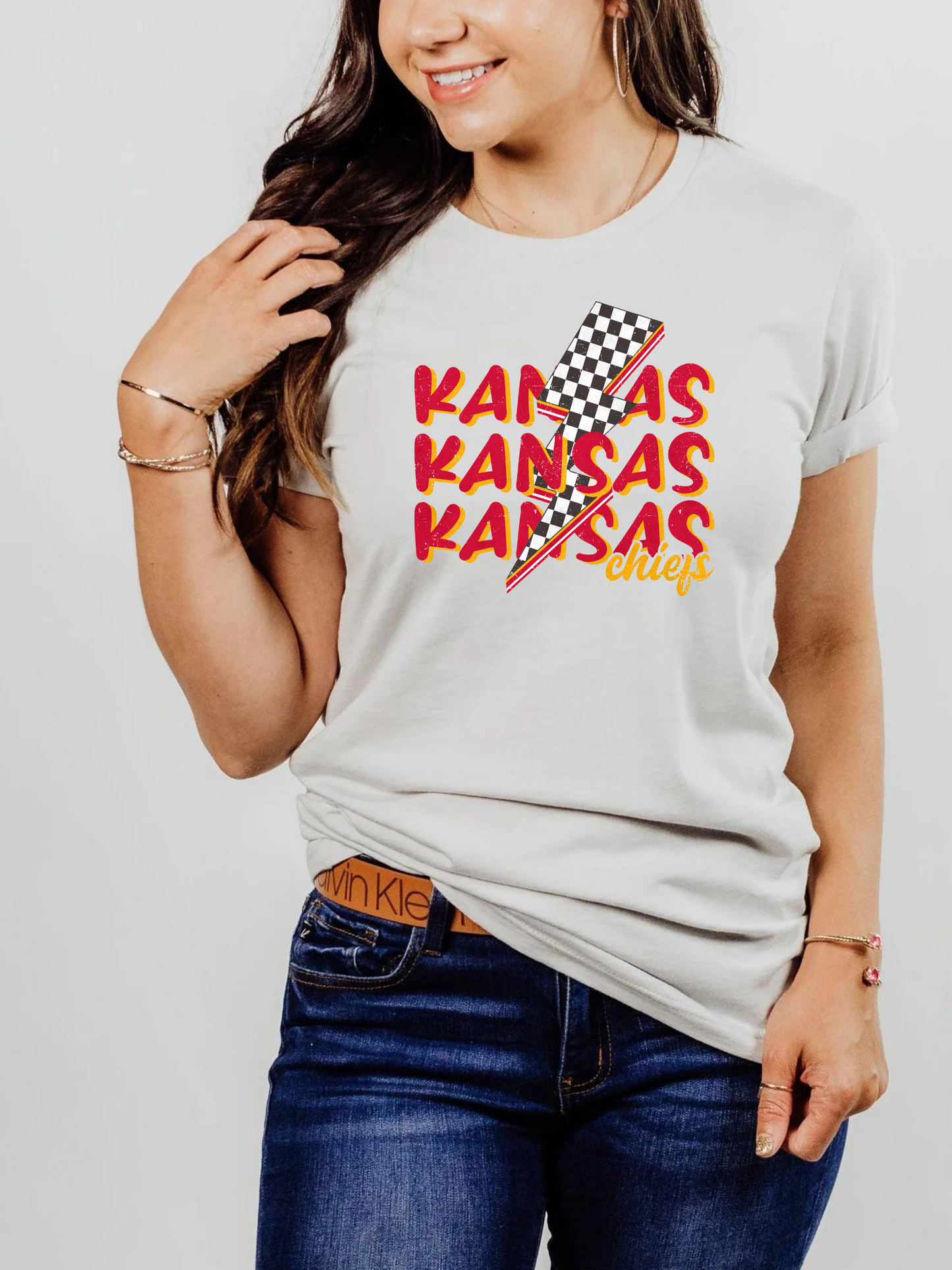 Kansas City Chiefs Lightning Bolt Adult Graphic Tee
