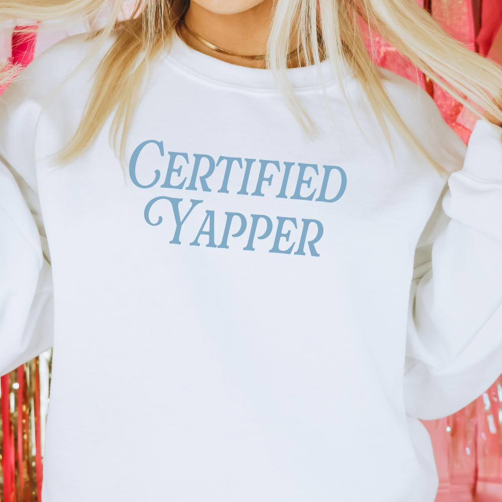 Certified Yapper Adult Graphic Crewneck Pullover