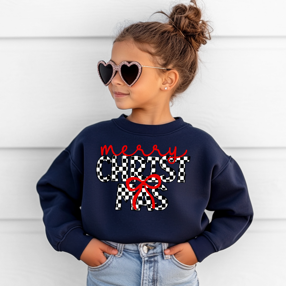 Checkered Merry Christmas Toddler Graphic Sweatshirt
