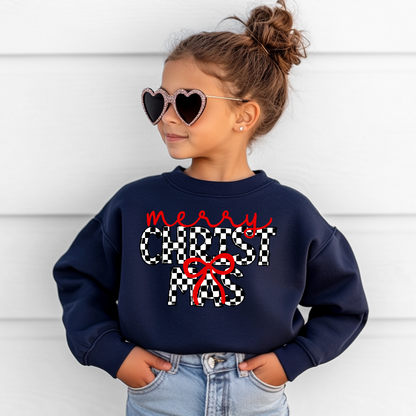 Checkered Merry Christmas Toddler Graphic Sweatshirt