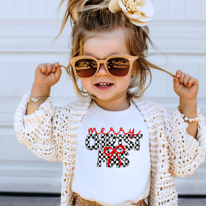 Checkered Merry Christmas Toddler Graphic Tee