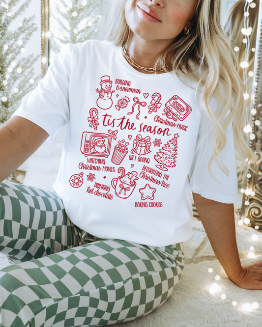 Christmas Doodle Adult Graphic T-Shirt